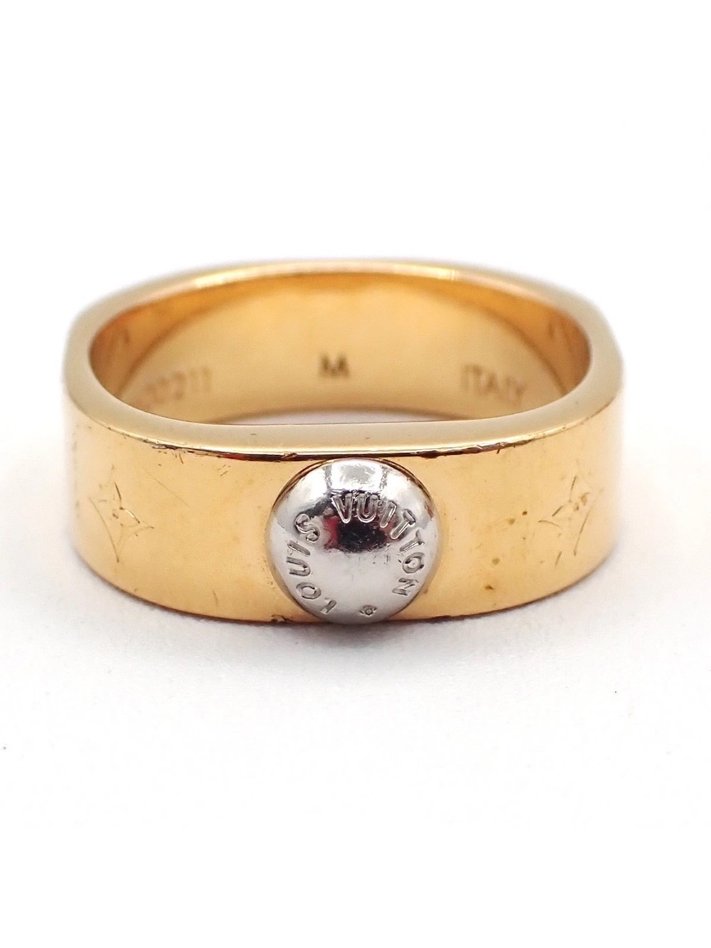 Louis Vuitton Gold and Silver Two-Tone Signature Band Ring
